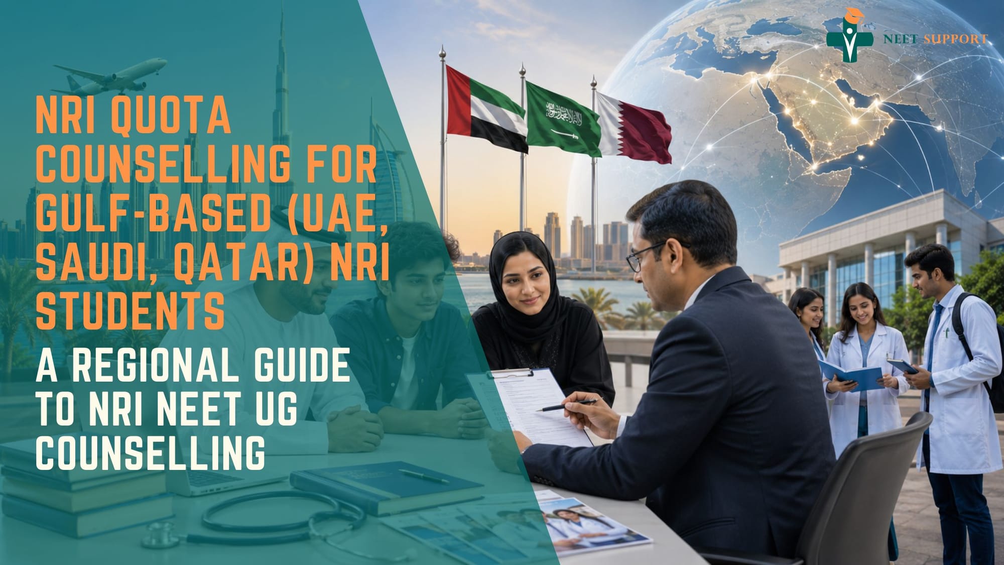 Cover Image for NRI Quota Counselling For Gulf-Based (UAE, Saudi, Qatar) NRI Students: A Regional Guide To NRI NEET UG Counselling