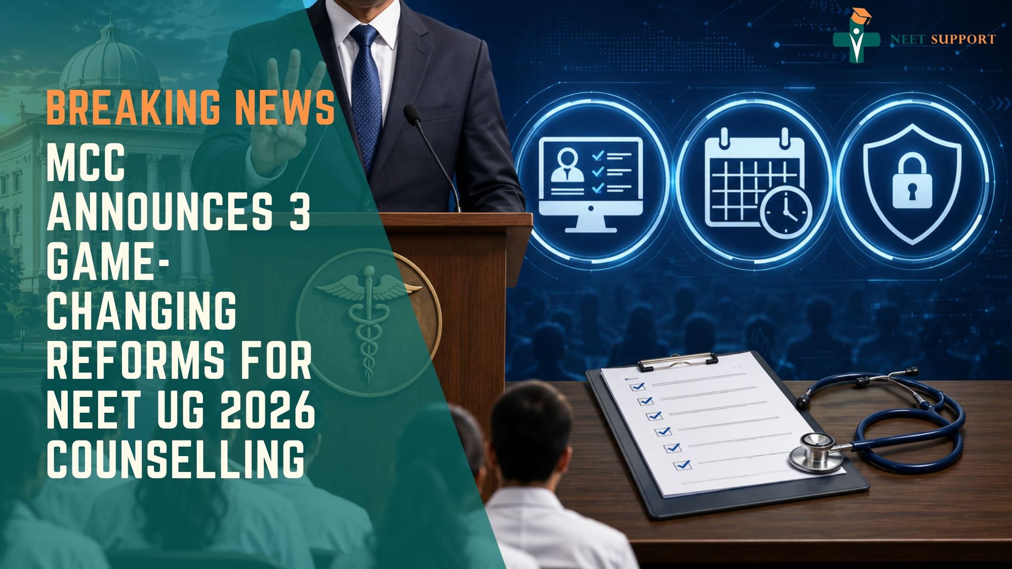 Cover Image for Breaking News: MCC Announces 3 Game-Changing Reforms for NEET UG 2026 Counselling