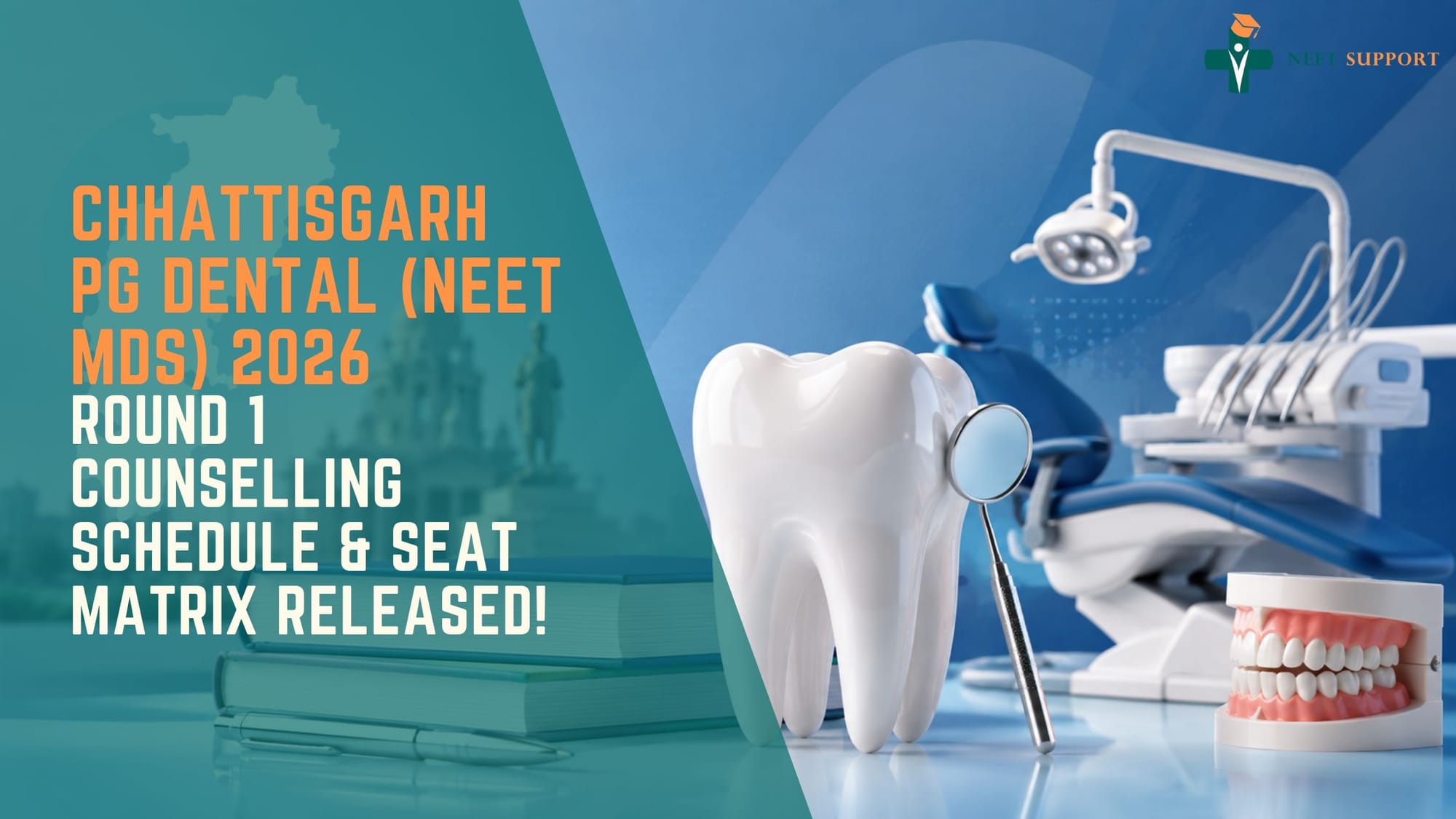 Cover Image for Chhattisgarh PG Dental (NEET MDS) 2026: Round 1 Counselling Schedule & Seat Matrix Released!