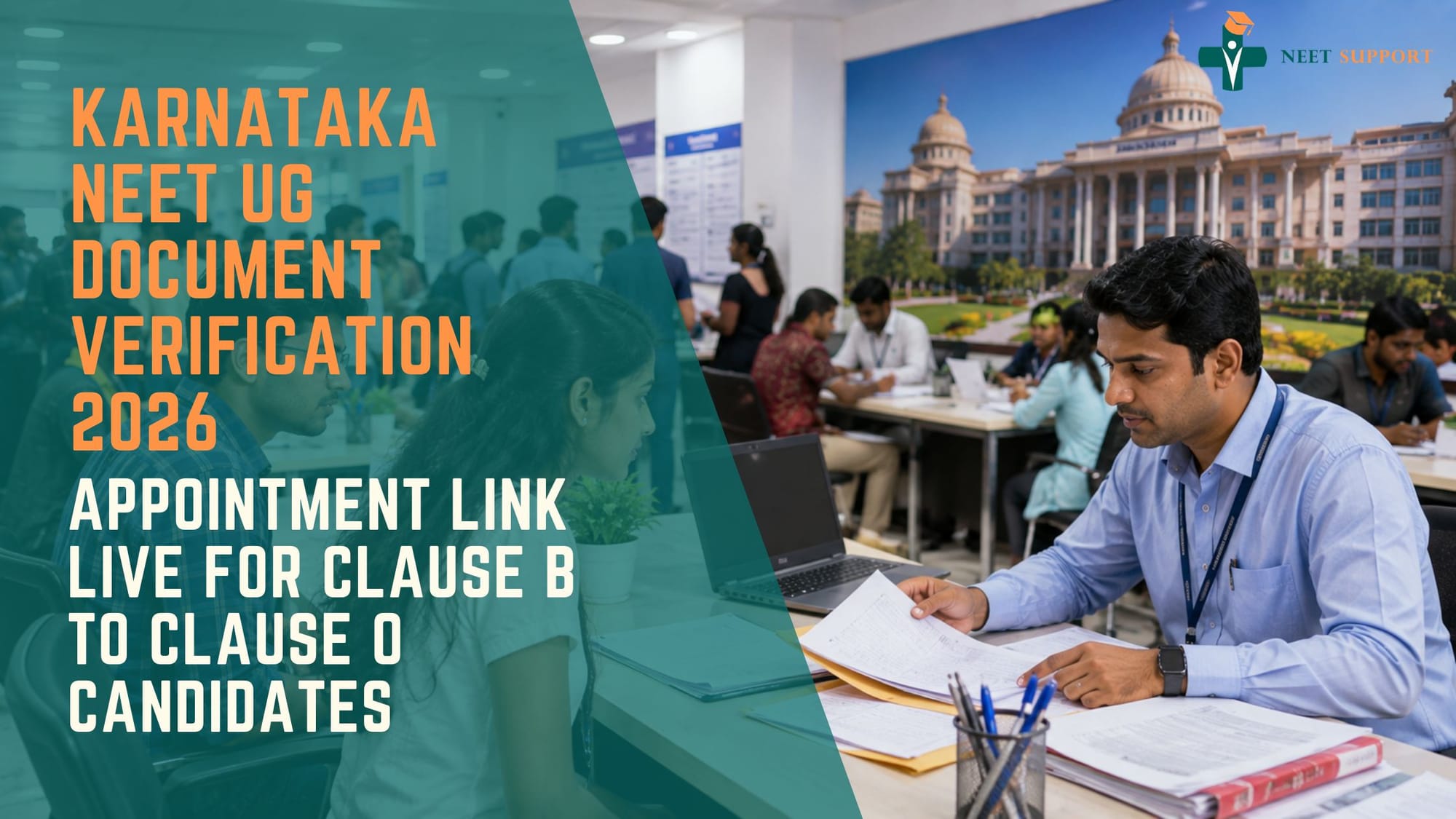 Cover Image for Karnataka NEET UG Document Verification 2026: Appointment Link Live for Clause B to Clause O Candidates