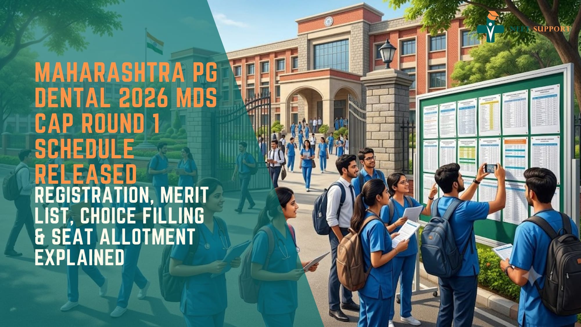 Cover Image for Maharashtra PG Dental 2026 MDS CAP Round 1 Schedule Released: Registration, Merit List, Choice Filling & Seat Allotment Explained