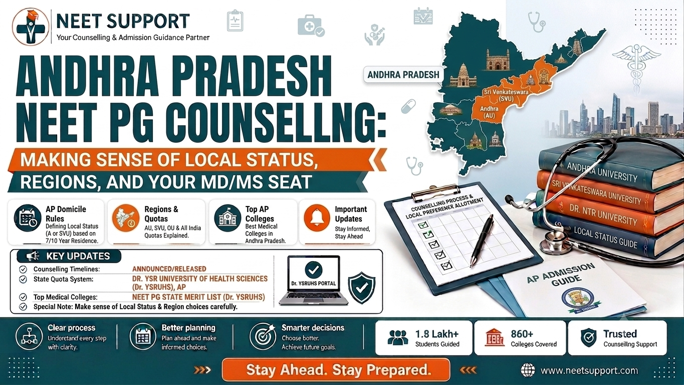 Cover Image for Andhra Pradesh NEET PG Counselling: Making Sense Of Local Status, Regions, And Your MD/MS Seat