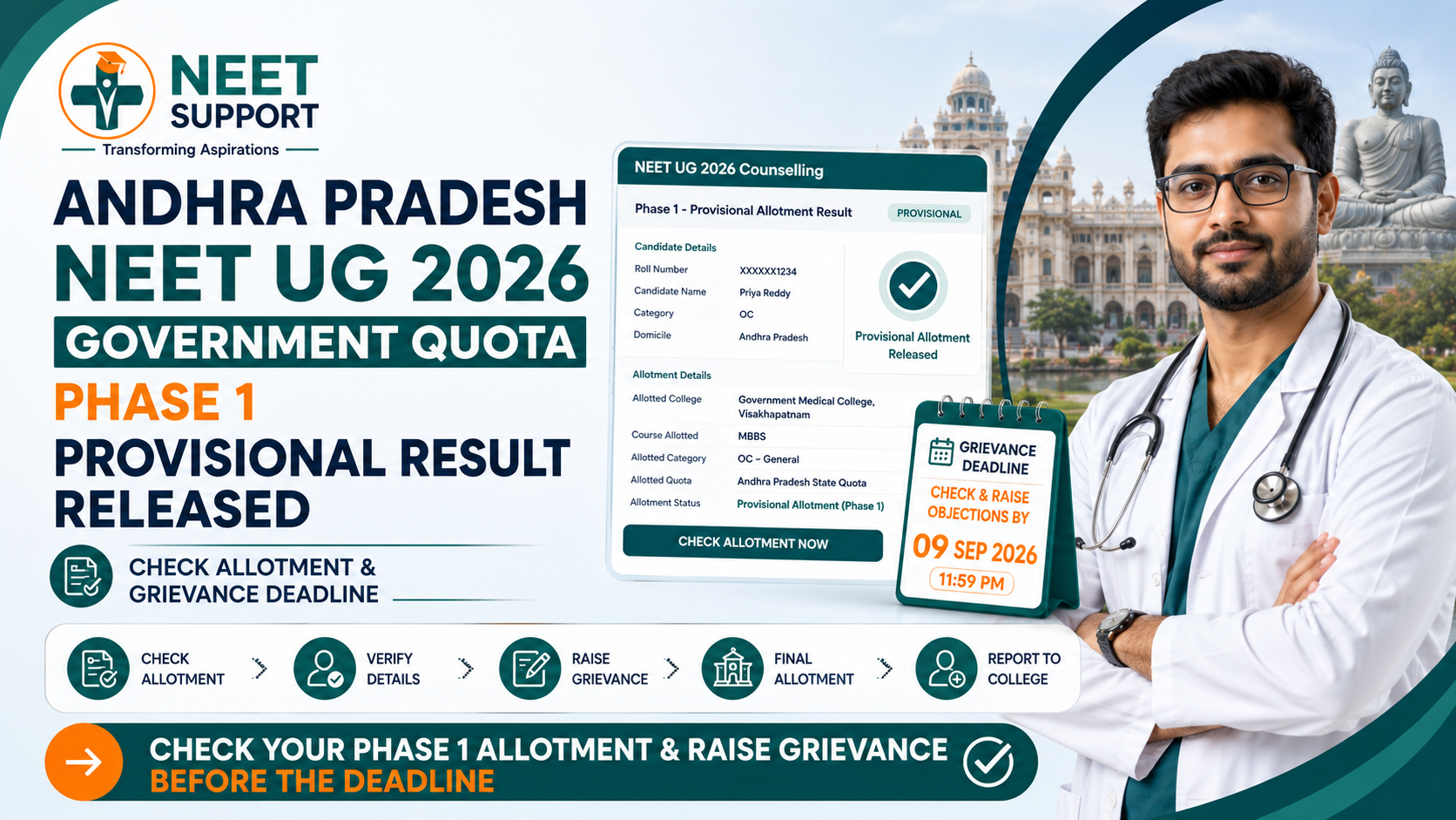 Cover Image for Andhra Pradesh NEET UG 2026 Government Quota Phase 1 Provisional Result Is Out — Simple Explanation