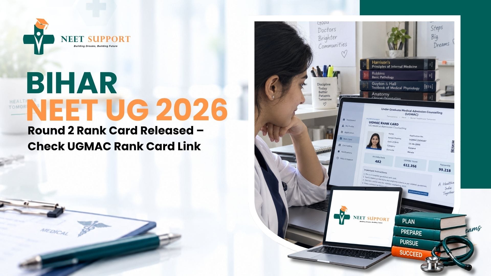Cover Image for Bihar NEET UG 2026 Round 2 Rank Card Released – Check UGMAC Rank Card, Link