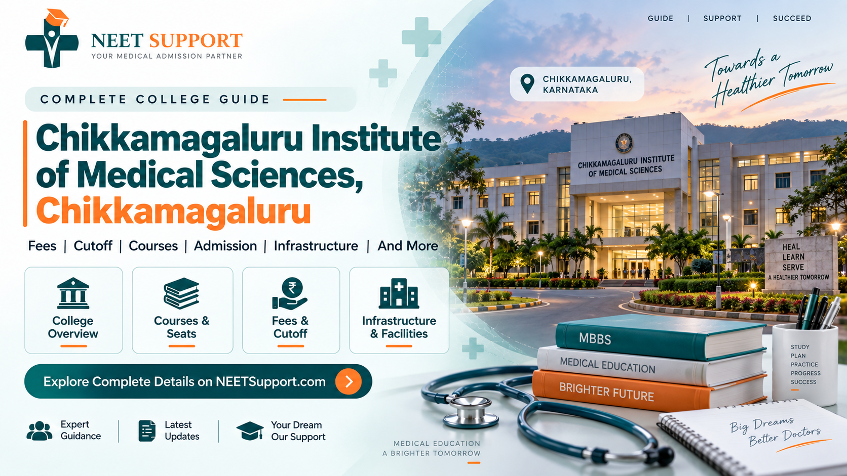 Cover Image for Chikkamagaluru Institute of Medical Sciences, Chikkamagaluru: MBBS Admission, Fees & NEET Cutoff 2026
