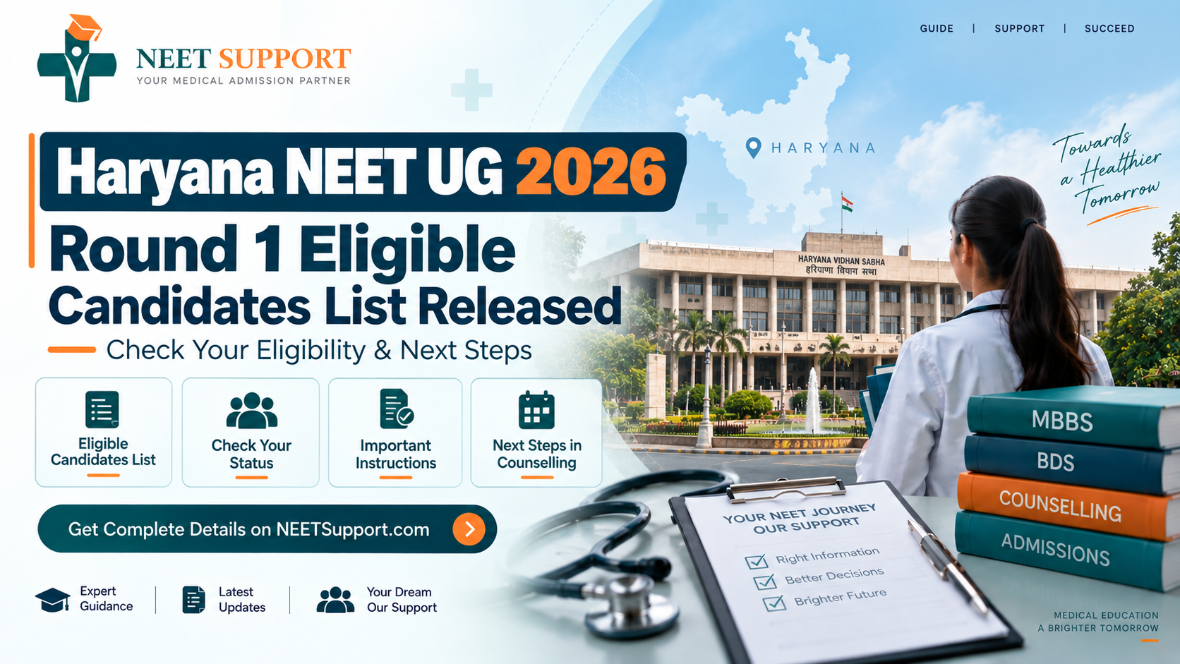 Cover Image for Haryana NEET UG 2026 – Round 1 Eligible Candidates List Released