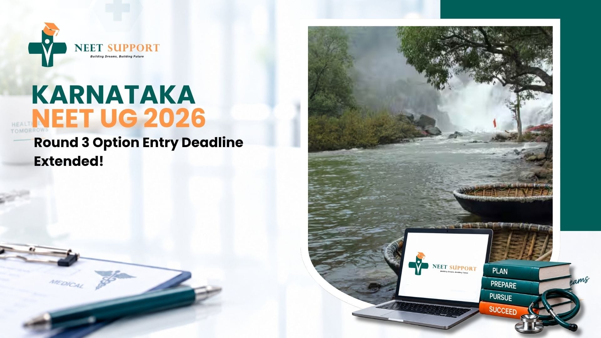 Cover Image for Karnataka NEET UG 2026 – Round 3 Option Entry Deadline Extended! Complete Guide, Updated Schedule & Expert Tips