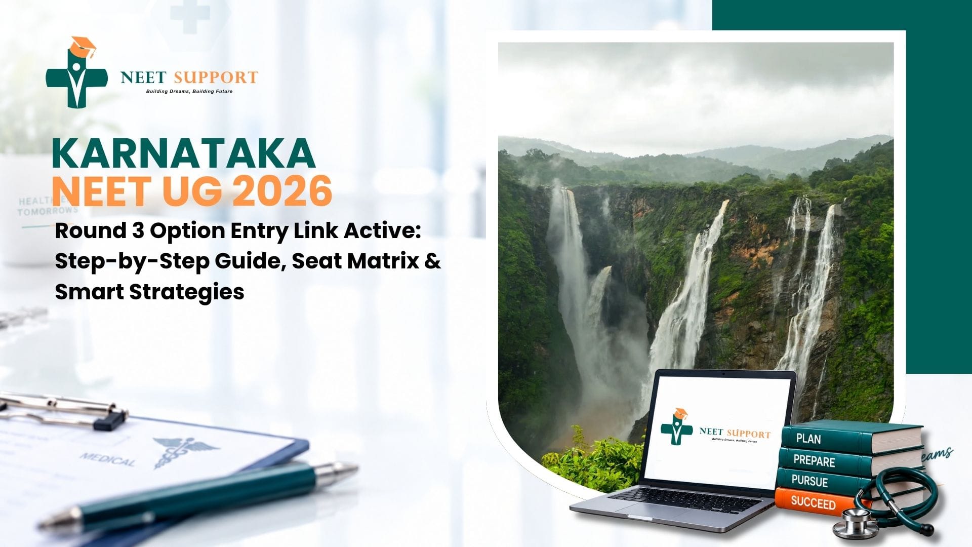 Cover Image for Karnataka NEET UG 2026 – Round 3 Option Entry Link Active: Step-by-Step Guide, Seat Matrix & Smart Strategies