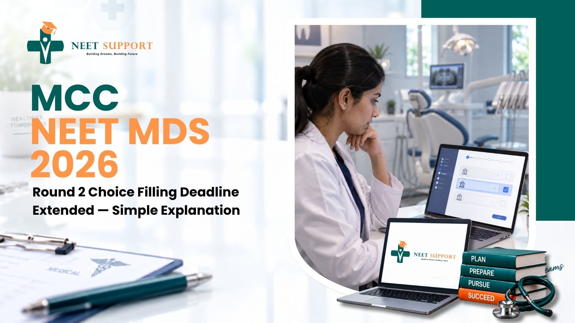 Cover Image for All India PG Dental Counselling 2026: MCC Round 2 Choice Filling Deadline Extended