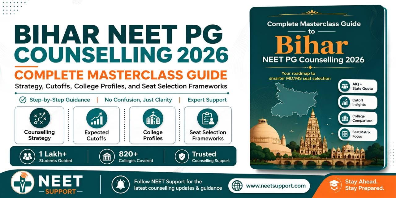 Cover Image for Complete Masterclass Guide to Bihar NEET PG Counselling 2026: Strategy, Cutoffs, College Profiles, and Seat Selection Frameworks
