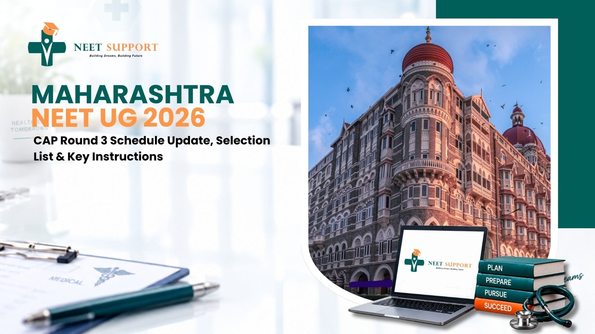 Cover Image for Maharashtra NEET UG 2026 – CAP Round 3 Schedule Update, Selection List & Key Instructions